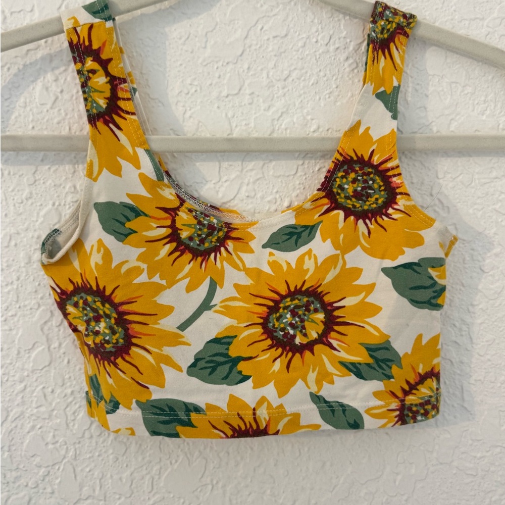 American Apparel Sunflower Print Crop Top